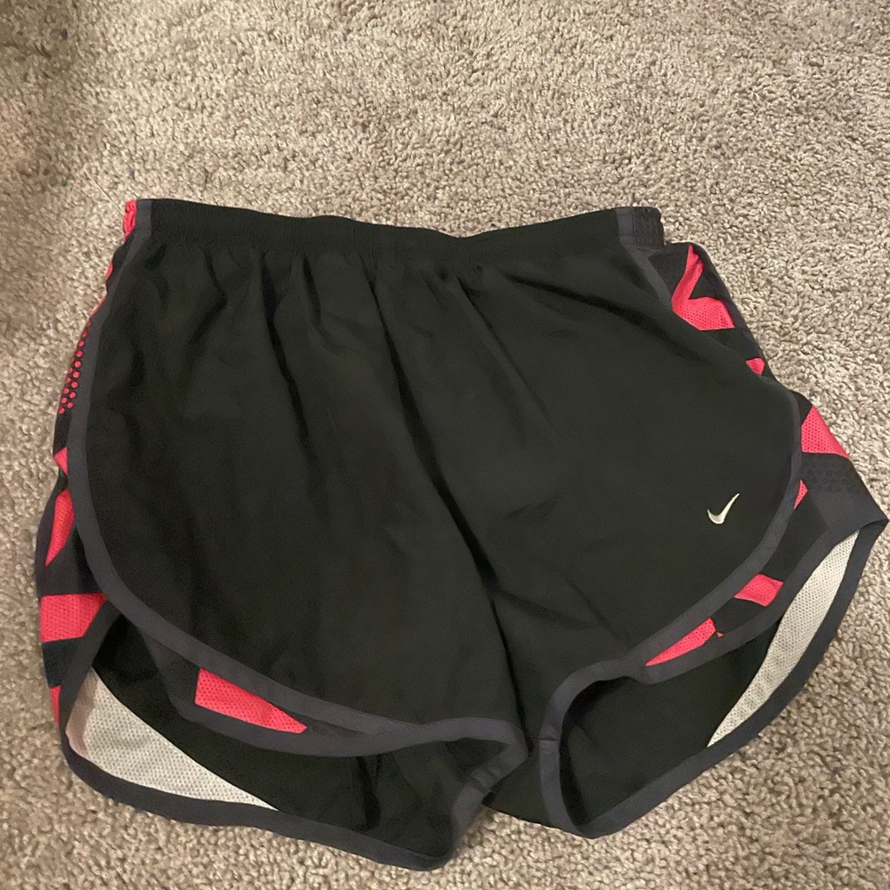 Nike Black and Pink Athletic Shorts with Dri-FIT Technology